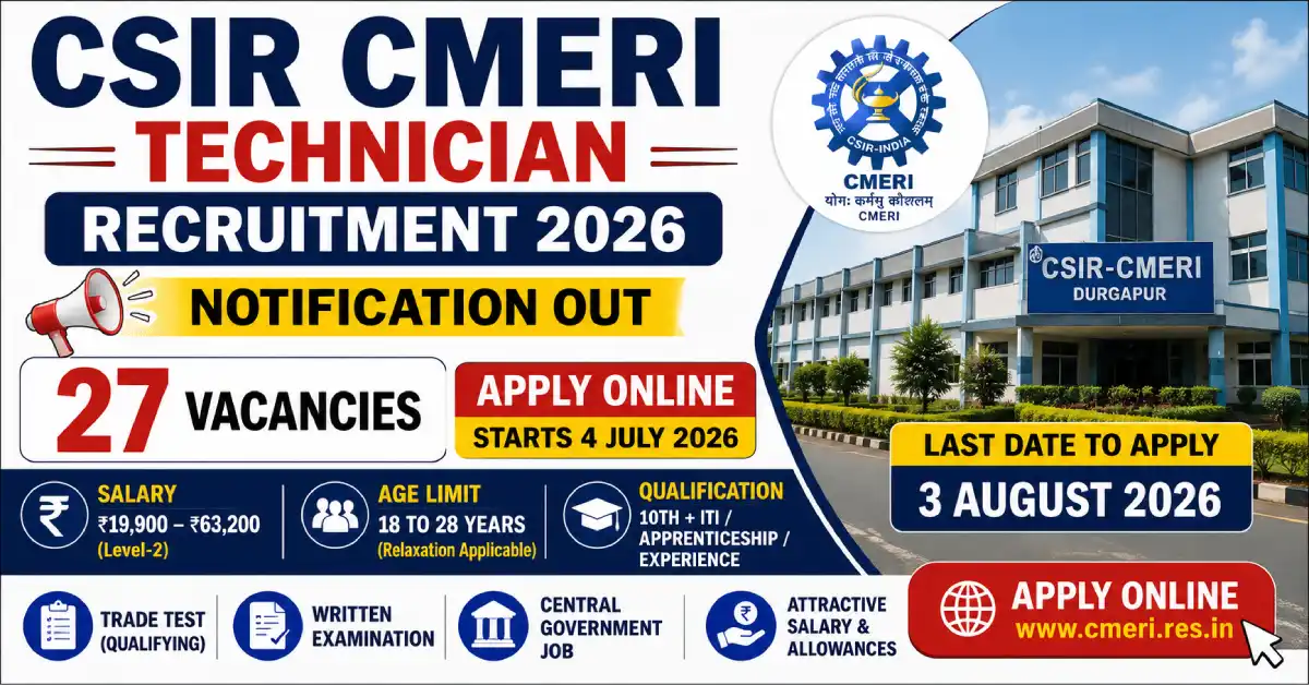 CSIR CMERI Technician Recruitment 2026