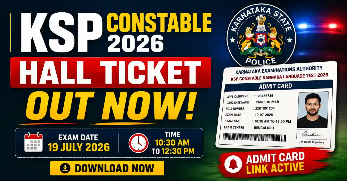 KSP Constable Hall Ticket 2026
