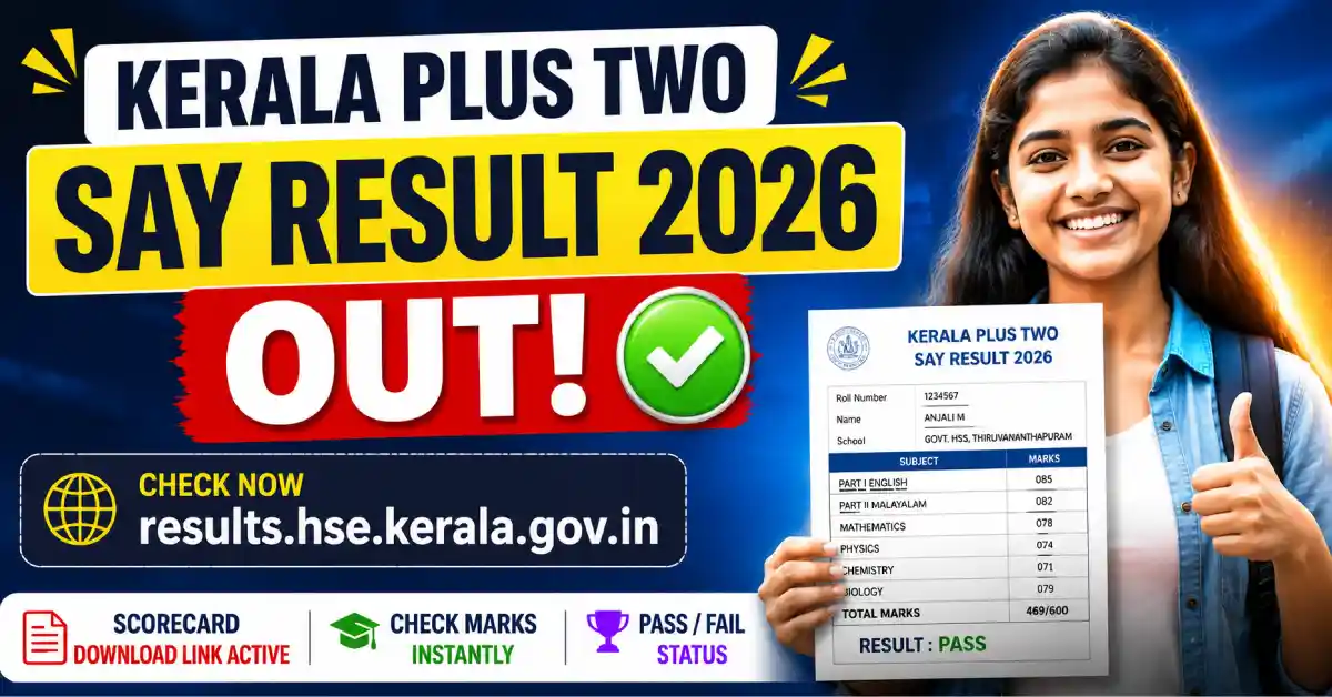 Kerala Plus Two SAY Result 2026 OUT