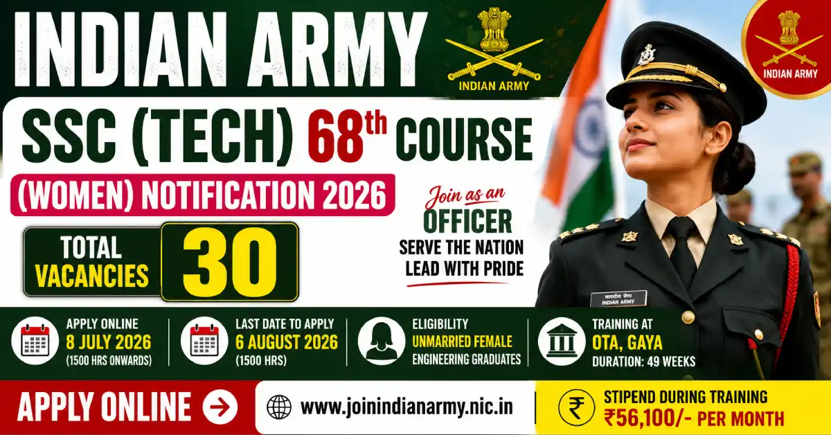 Indian Army SSC (Tech) 68th Course (Women) Notification