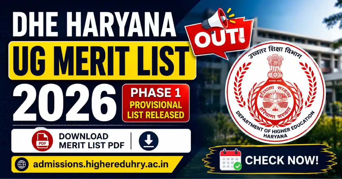 DHE Haryana UG Merit List 2026