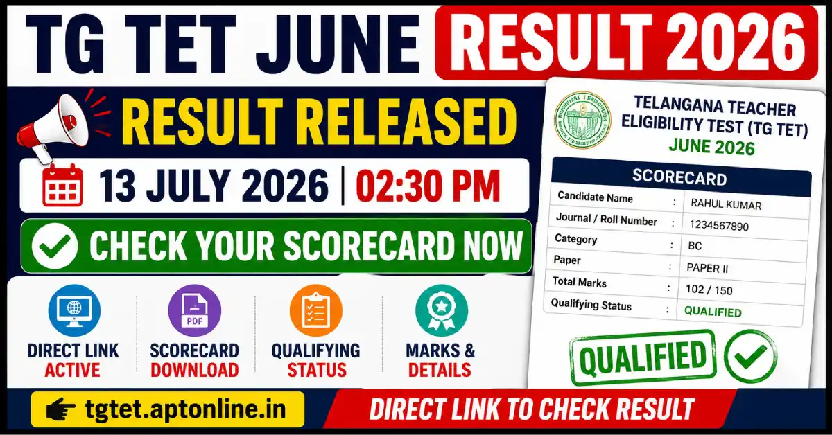 Telangana TG TET June Result 2026