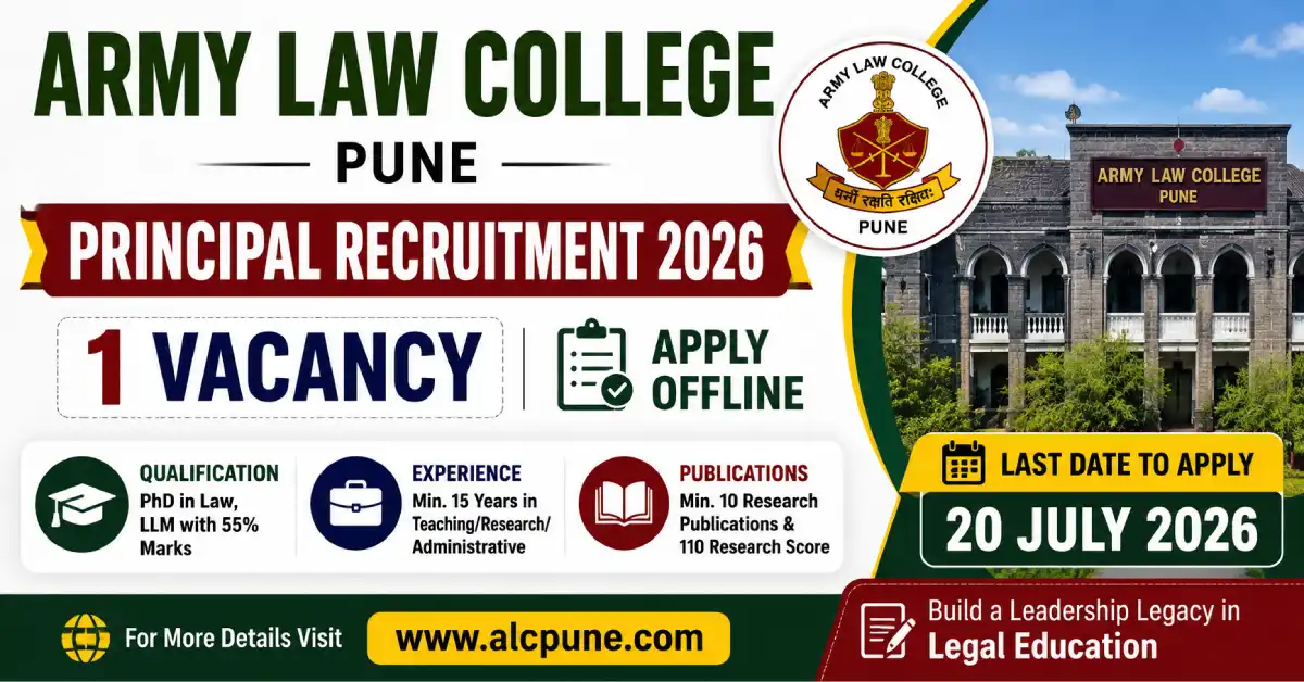 Army Law College Pune Principal Recruitment